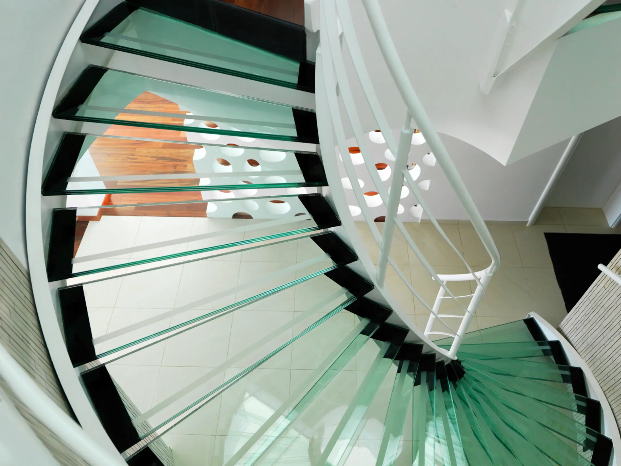 metal and glass spiral staircase