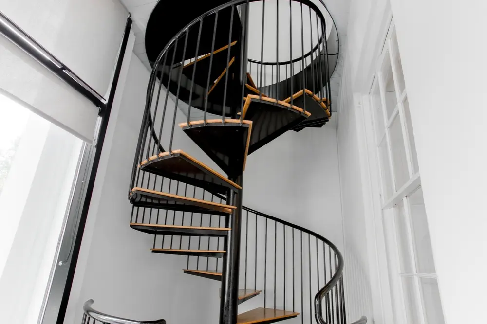 spiral staircase metal and wood