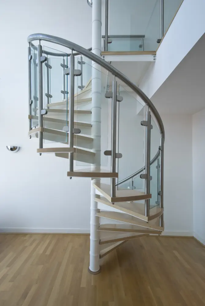 metal and wood spiral staircase for home